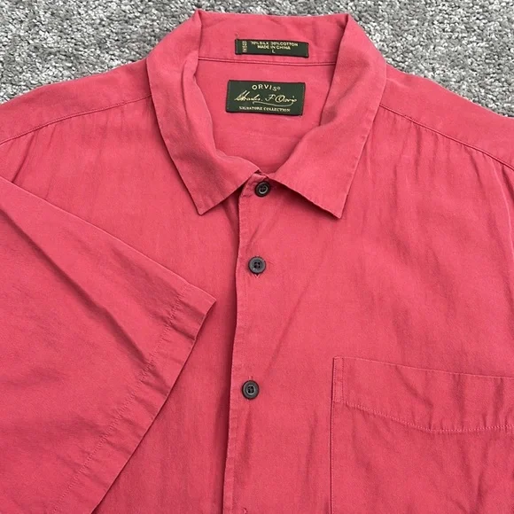 Orvis | Shirts | Orvis Weathered Red Silk Blend Button Up Camp Shirt Mens L  | Poshmark